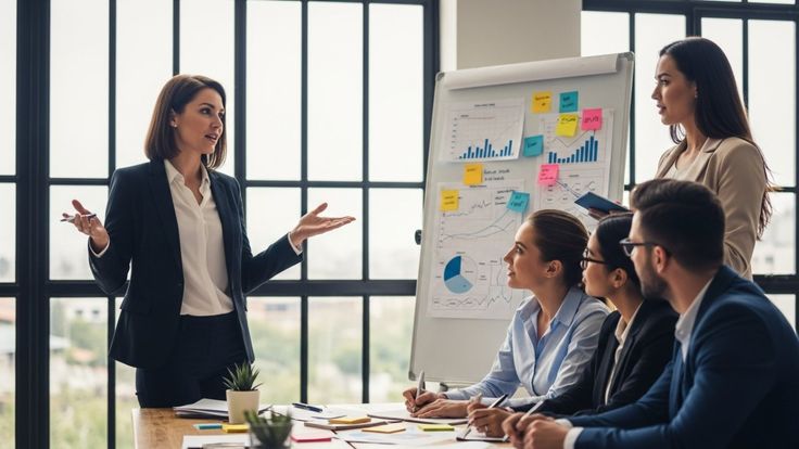 Parete con post-it e schemi